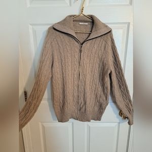 Vintage Ermenegildo Zegna PURE CASHMERE Cable Knit Sweater Full Zip L XL
